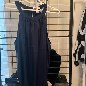 WHBM Black sleeveless top. Midnight deep navy sz 14. Silky texture.  New